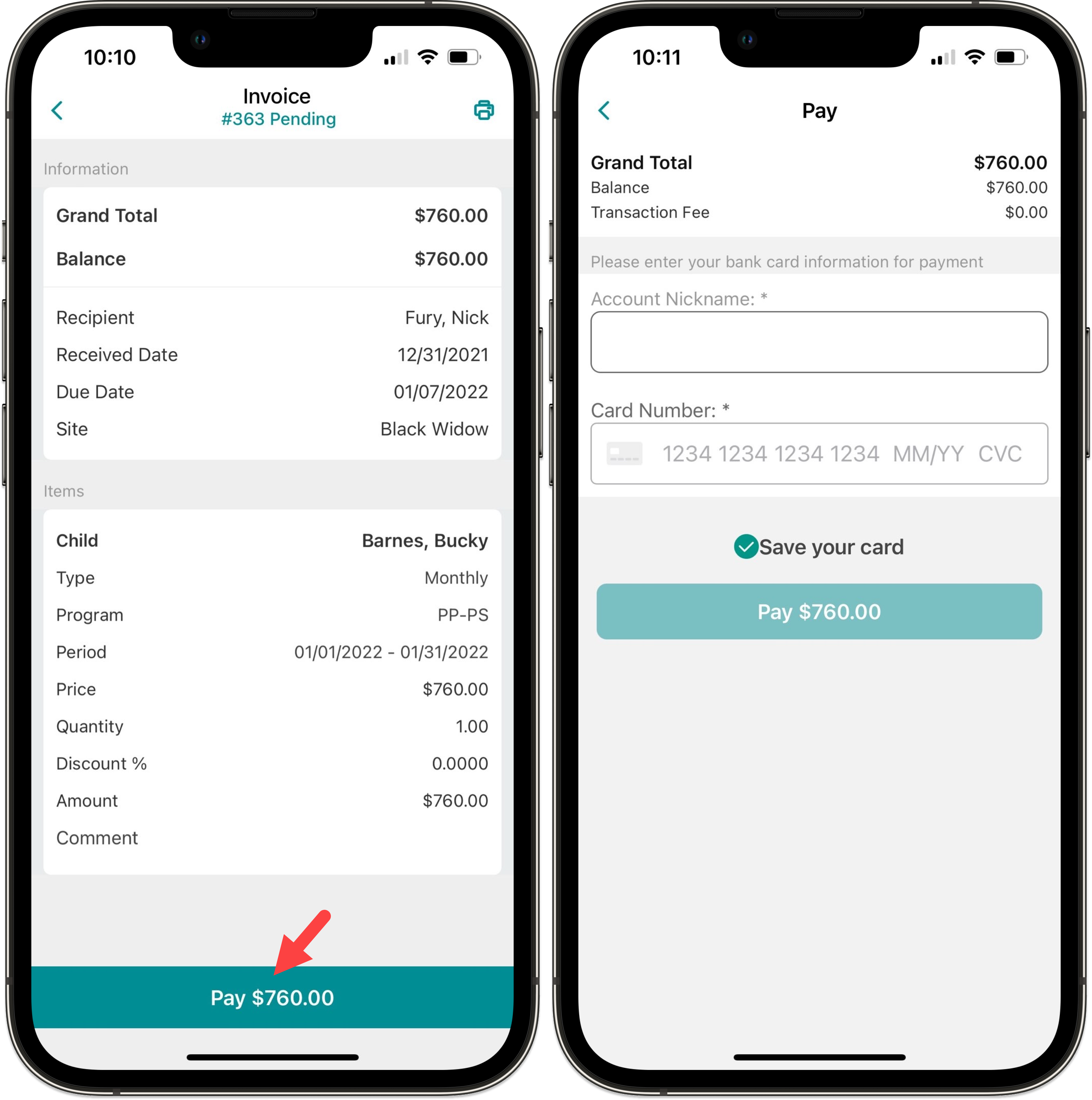 CareConnect Family (Mobile) Pay an Invoice / Pagar una Factura MCT